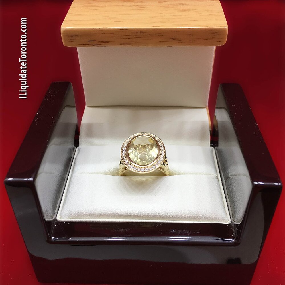 CUSTOM  9.25CTW Yurman-Style 18K Yellow Gold, Citrine and Diamond Cocktail Ring
